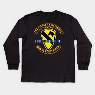 1st Cavalry Division w Bosnia SVC Ribbons Kids Long Sleeve T-Shirt